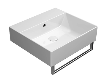 KUBE X 50X47 - Rectangular single ceramic washbasin with towel rail by GSI ceramica - view 2